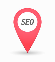 Isolated map mark with    the text SEO