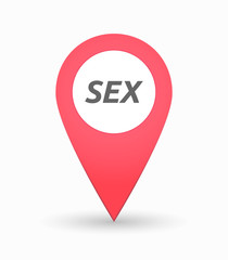 Isolated map mark with    the text SEX