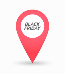 Isolated map mark with    the text BLACK FRIDAY