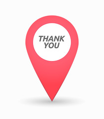 Isolated map mark with    the text THANK YOU