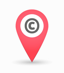 Isolated map mark with    the  copyright sign
