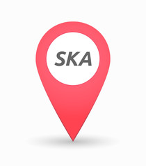 Isolated map mark with    the text SKA