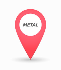 Isolated map mark with    the text METAL