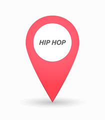 Isolated map mark with    the text HIP HOP