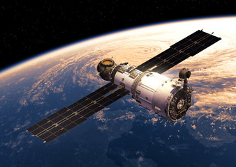 Obraz na płótnie Canvas Space Station Orbiting Earth