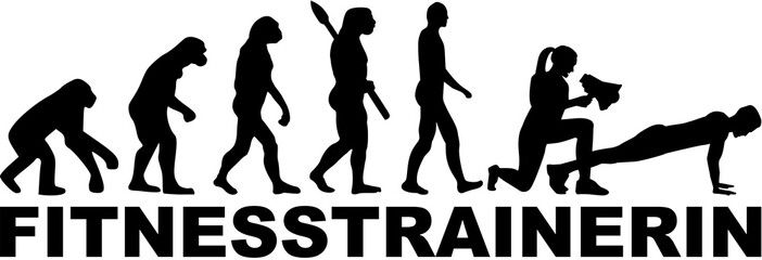 Female fitness trainer evolution with german word