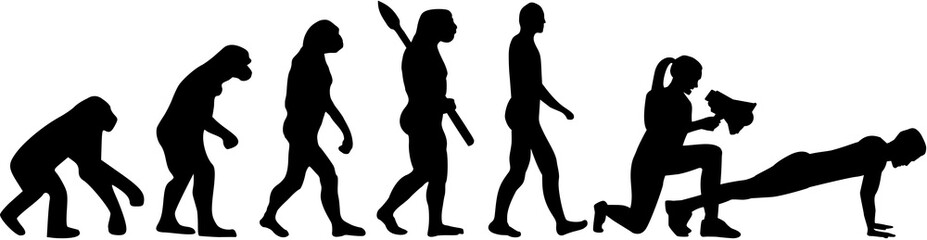 Evolution with female fitness trainer