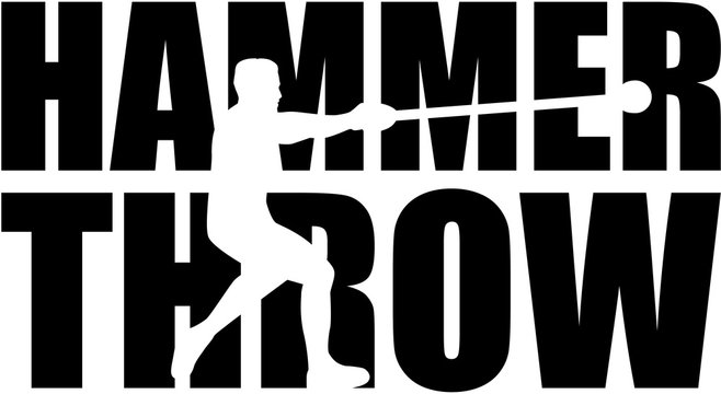 Hammer throw word with thrower cutout