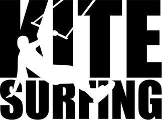 Kitesurfing word with silhouette