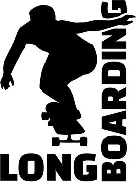 Longboard silhouette with word