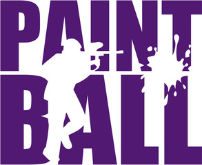 Paintball word with silhouette cutout