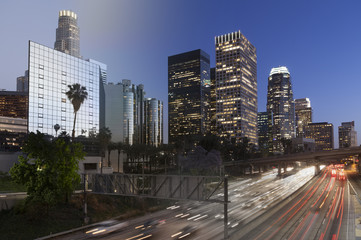 Fototapeta na wymiar Los Angeles downtown twilight transition