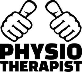 Physiotherapist with thumbs. T-Shirt design.