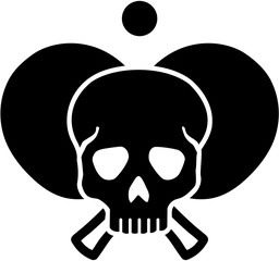 Crossed table Tennis bats with skull