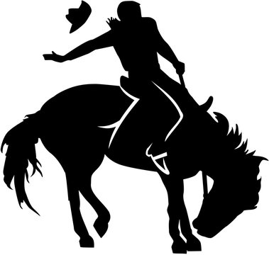 Rodeo riding silhouette