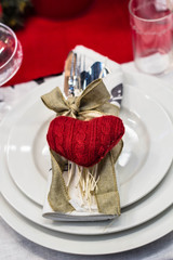 red decoration of table and napkin