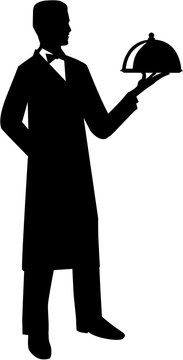 recommend clip art: Server with bow tie and plate
