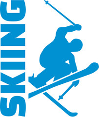 Skiing word with skier