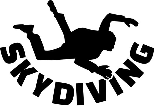 Skydiver with skydiving word