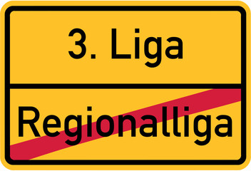 Promotion from regional league to third league - german village sign