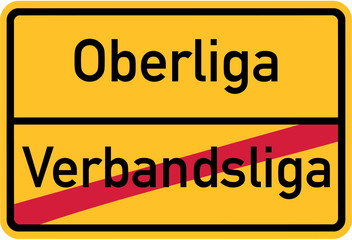 Promotion from club league to upper league - german village sign