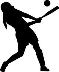 Softball batter woman silhouette