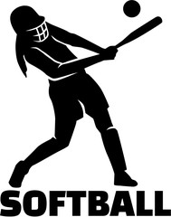 Fototapeta na wymiar Softball silhouette with word