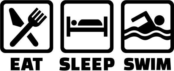 Eat sleep swim icons