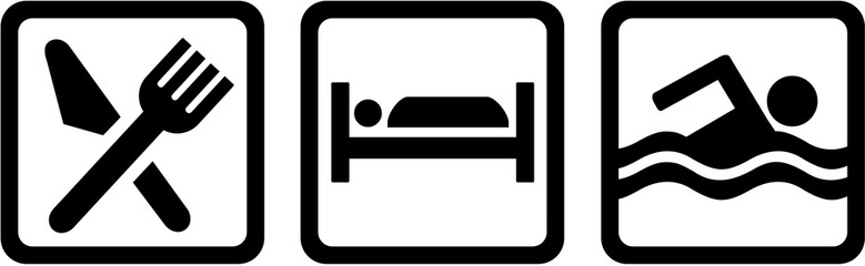 Swim with eat sleep icons