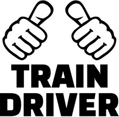 Train driver with thumbs. T-Shirt design.