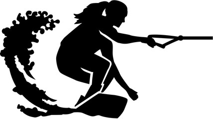 Wakeboarding woman silhouette