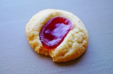 Homemade strawberry jam thumbprint cookies