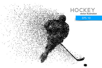 Obraz premium silhouette of a hockey player from particles.