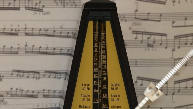 metronome on the background of musical notes