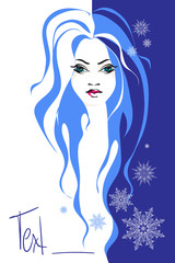 girl with snowflakes, vector