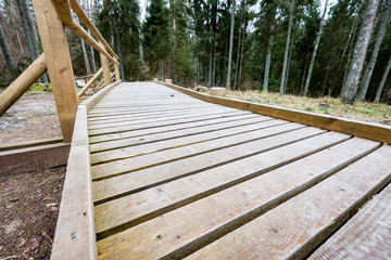 Fototapeta premium Diminishing perspective of wooden footbridge