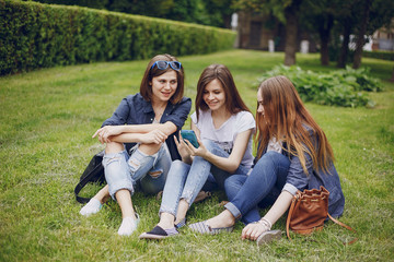 three beautiful girls on walk