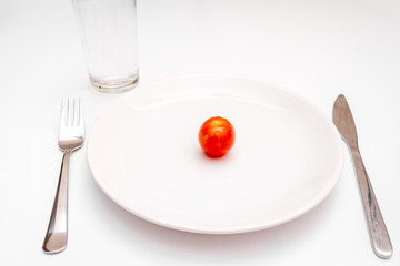 concept diet fresh vegetables on plate at white background