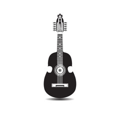Vector illustration of cuatro, Latin American black and white guitar