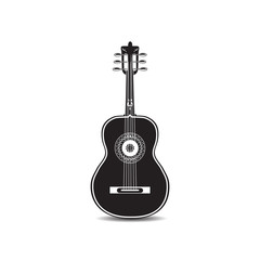 Naklejka premium Vector illustration of black and white mexican guitar isolated on white background.