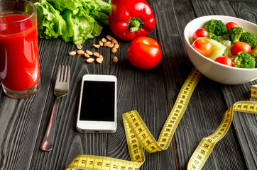 concept diet, slimming plan with vegetables mock up