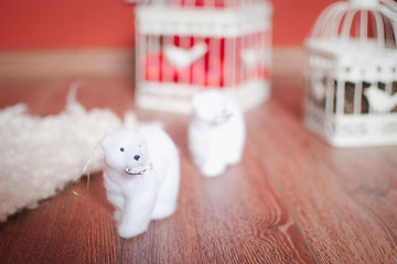 Christmas decoration with white bear and cage