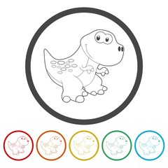 Cute Cartoon Dinosaur icons set 