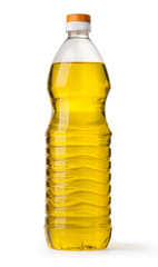 vegetable or sunflower oil in plastic bottle
