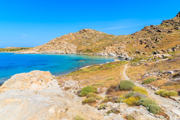 Coastal path near Monastiri bay on Paros island, Greece