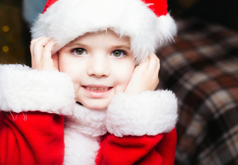 christmas smiling girl on plaid