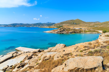 Fototapeta na wymiar Beautiful coast of Paros island in Monastiri bay, Greece