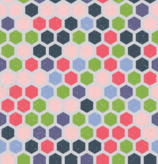 Vector hexagon retro seamless pattern