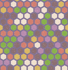 Vector hexagon retro seamless pattern