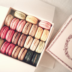 Vintage french macarons in a box